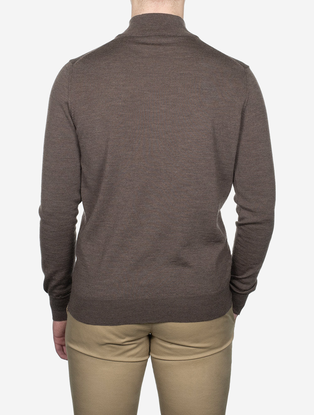 Louis Copeland Half Zip Mock Neck Jumper Brown AI2