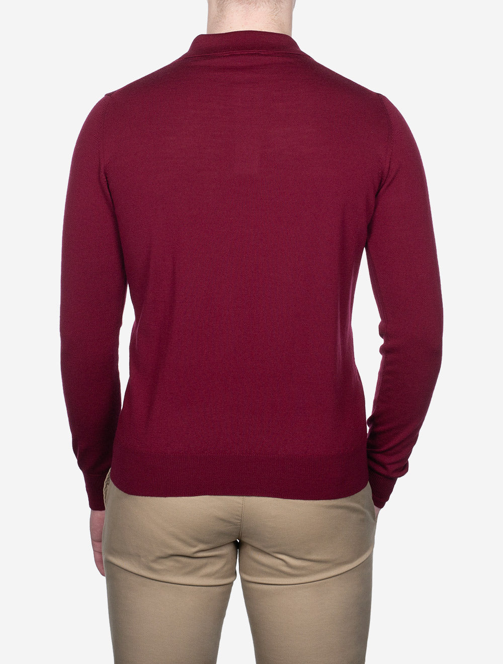 Louis Copeland Merino Long Sleeve Polo Bordeaux AI3