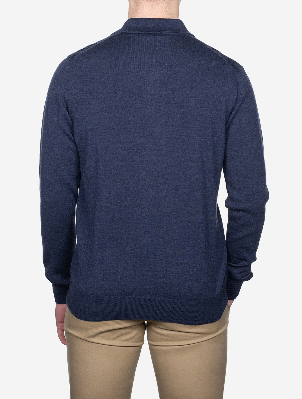 Louis Copeland Merino Long Sleeve Polo Blue AI2