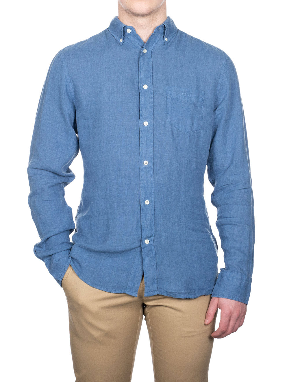 Regular Fit Dyed Linen Shirt Salty Sea