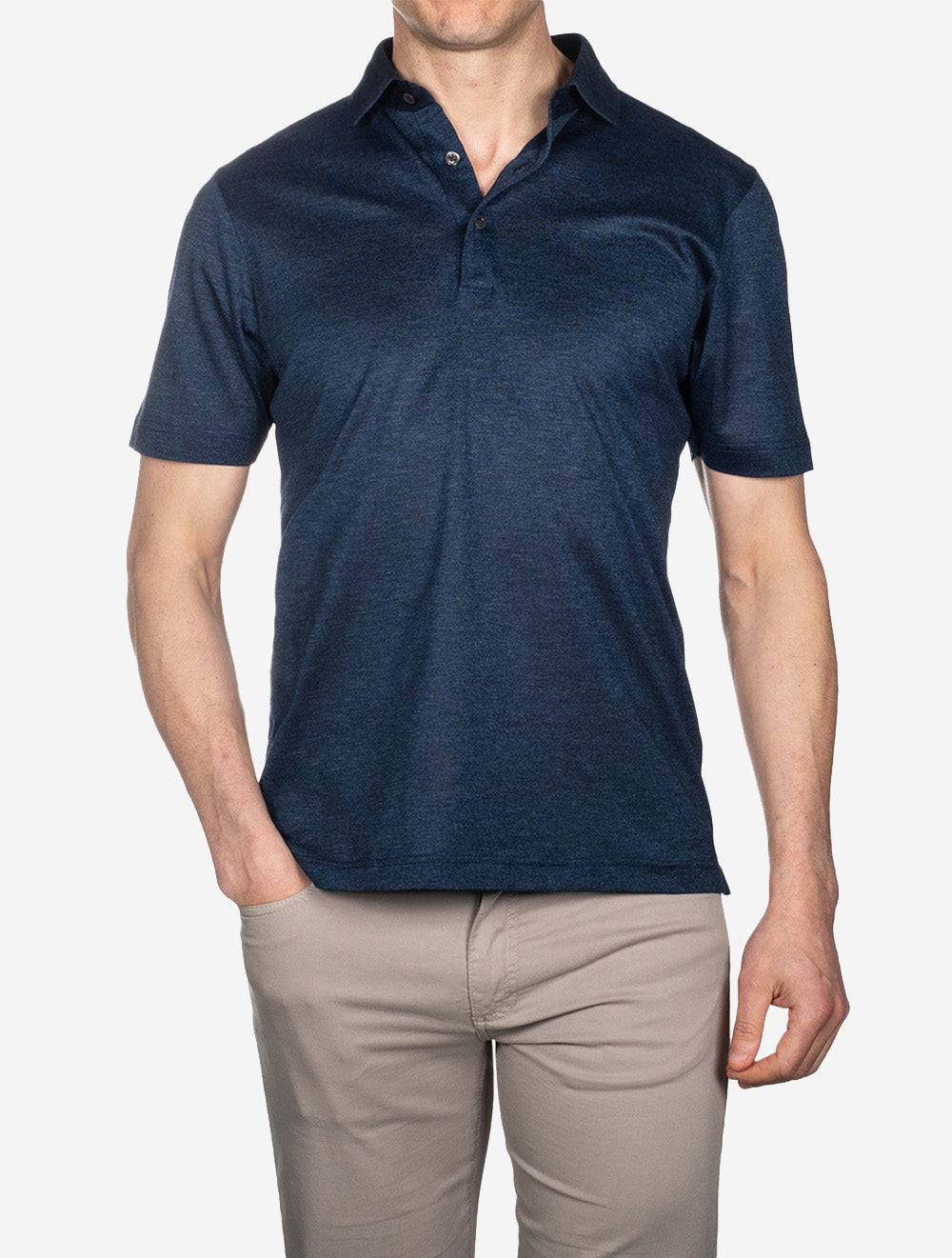 Gran Sasso 3 button Polo Shirt Dark Blue AI1