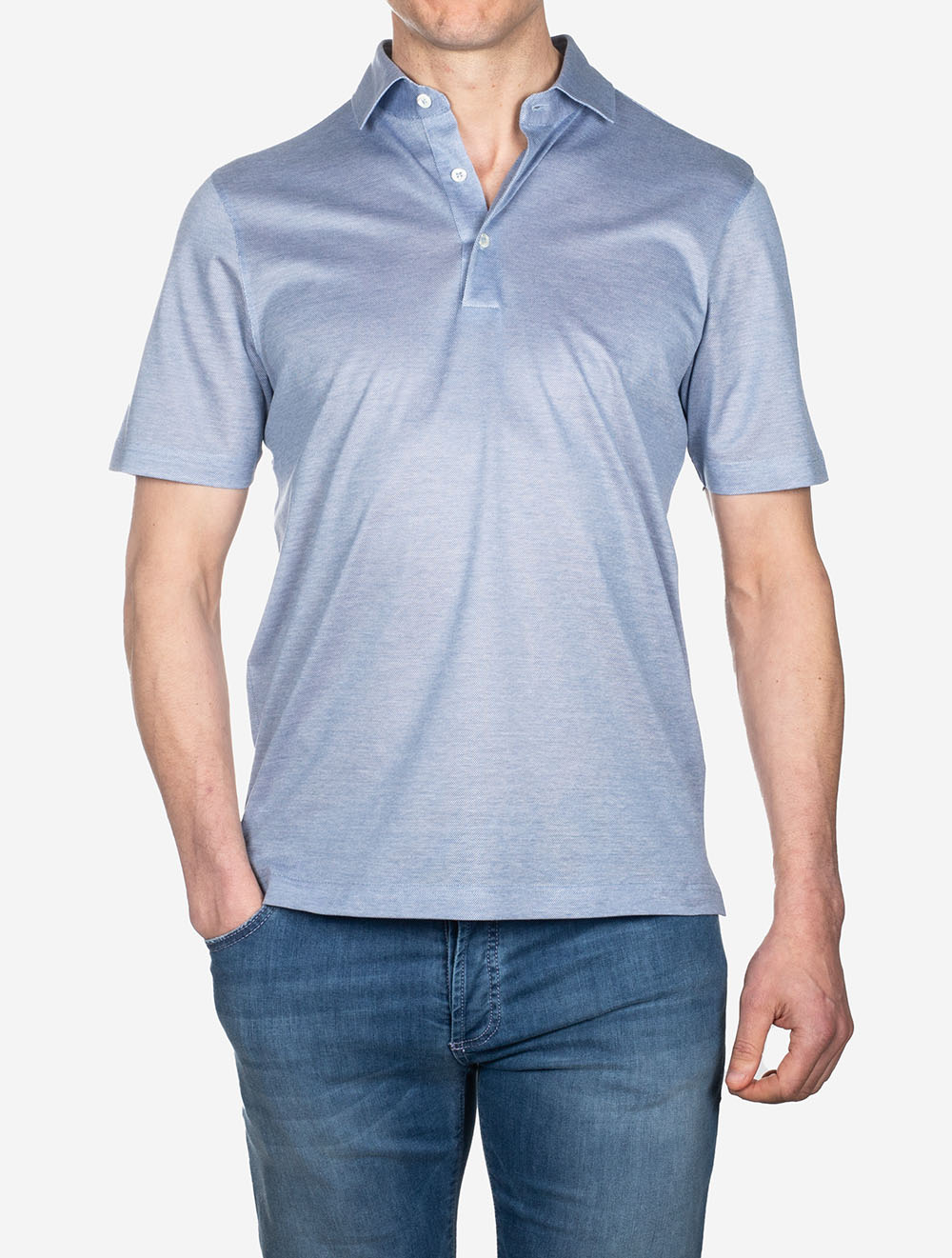 3 button Polo Shirt Light Blue