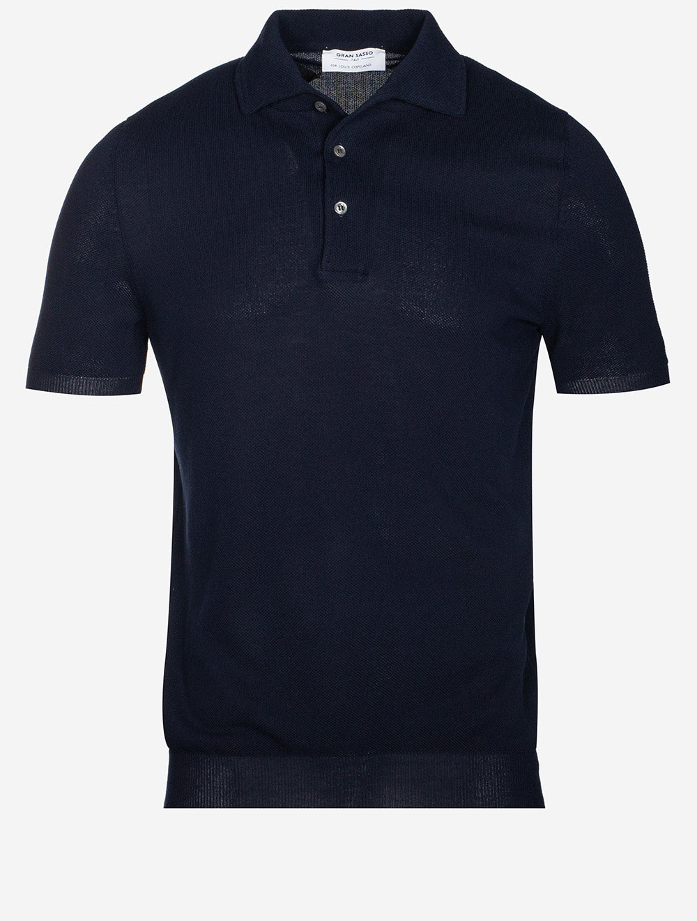 Weave Kurzarm-Poloshirt mit 3 Knöpfen, Marineblau