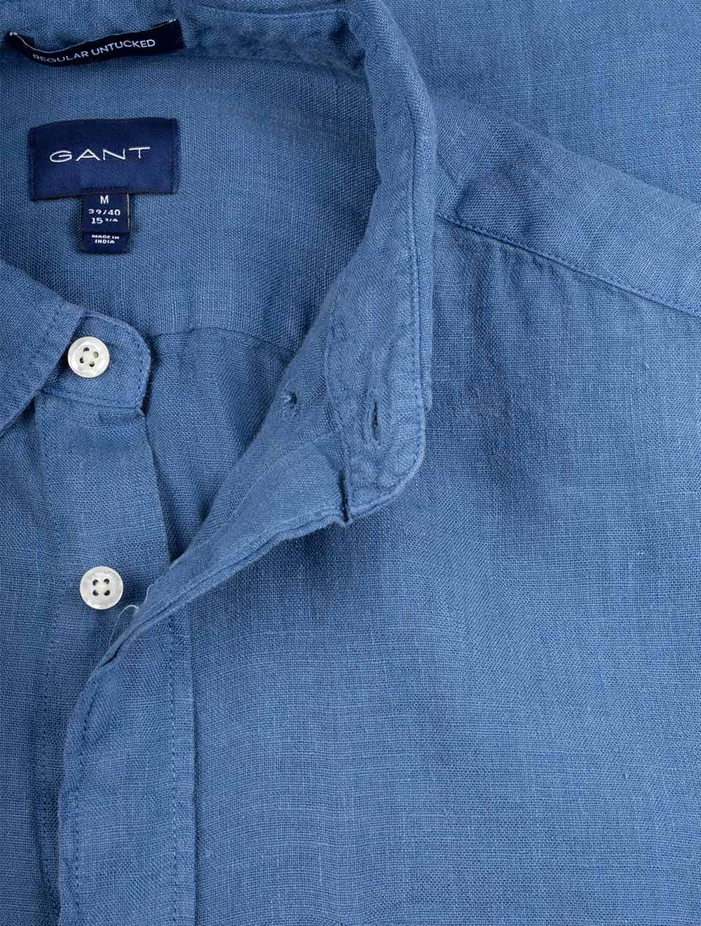 Regular Fit Dyed Linen Shirt Salty Sea