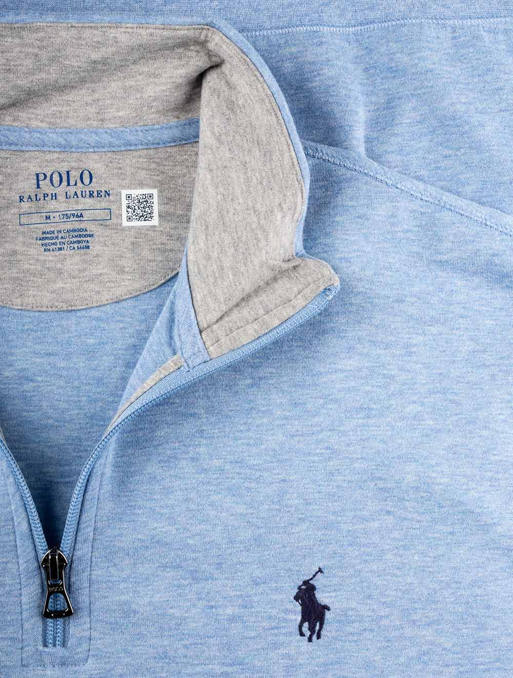 Quarter Zip Jersey Pullover Blue