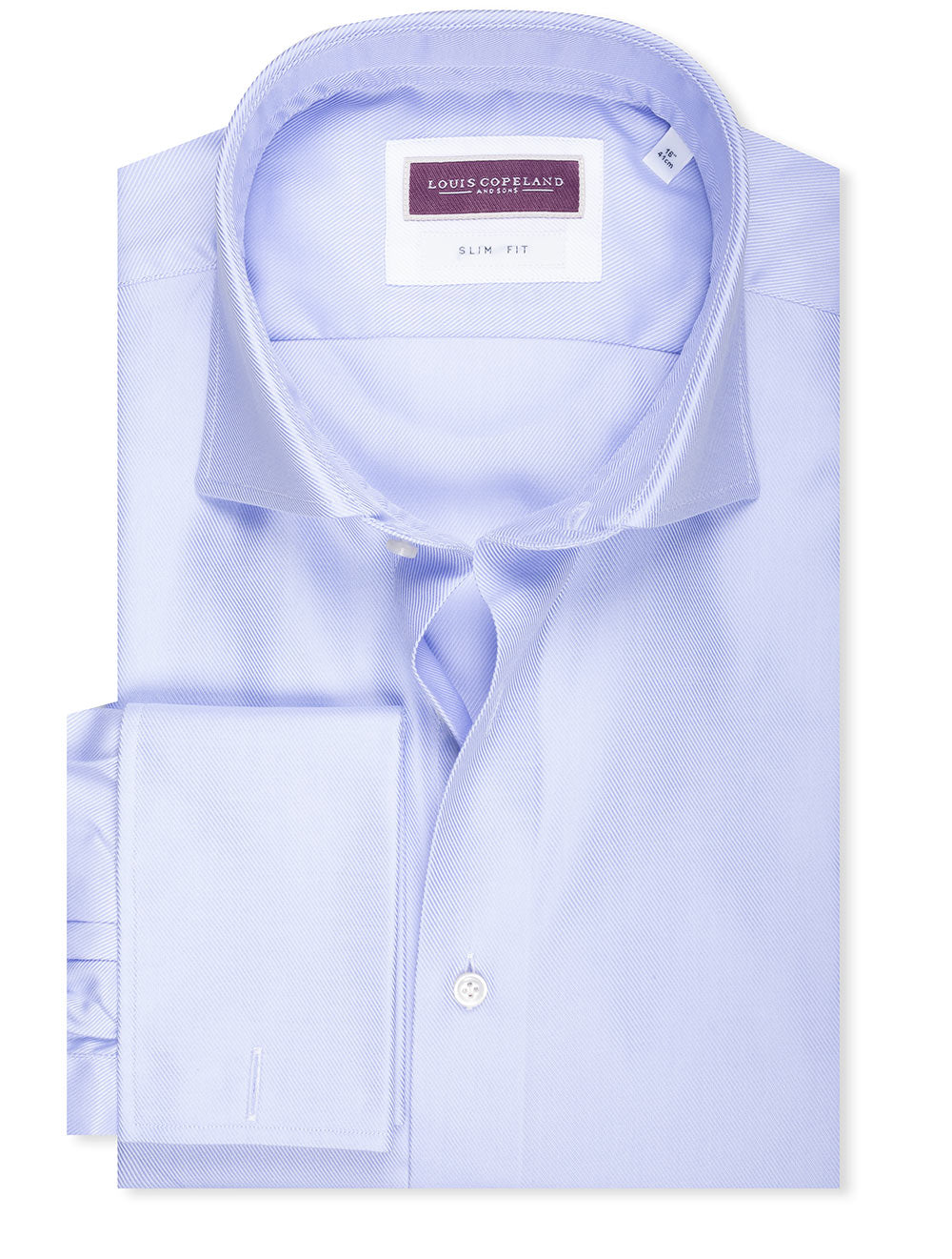 Chemise en sergé à double manchette, coupe slim, bleu