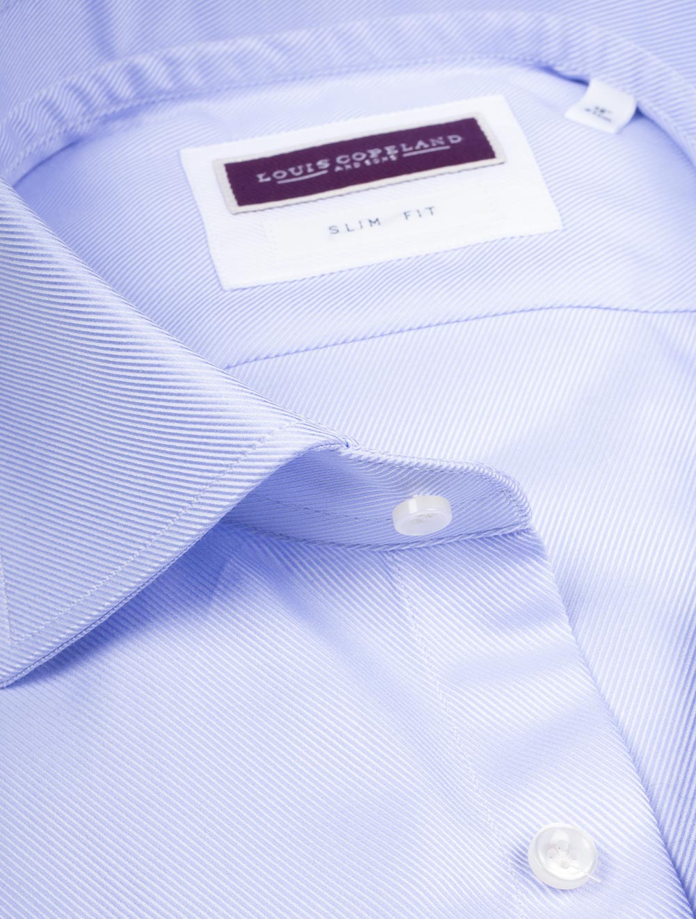 Chemise en sergé à double manchette, coupe slim, bleu