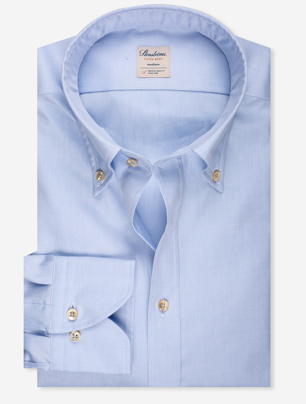 Stenstroms Blue Button Down Plain Fitted Body Shirt MI