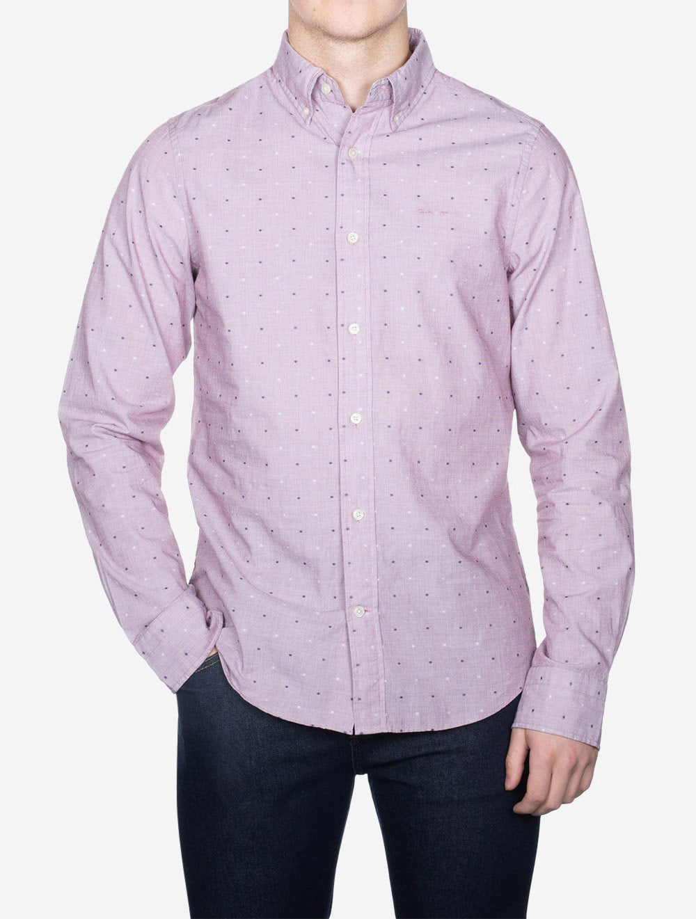 Gant Slim Fil A Fil Coupe Shirt Wine Red AI1