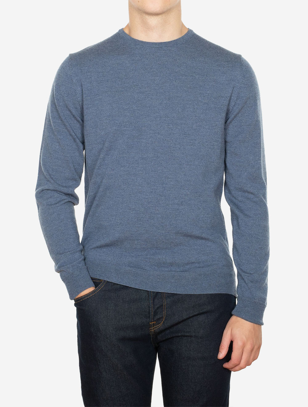 Stenstroms Knitted Crew Neck Merino Wool Blue AI2