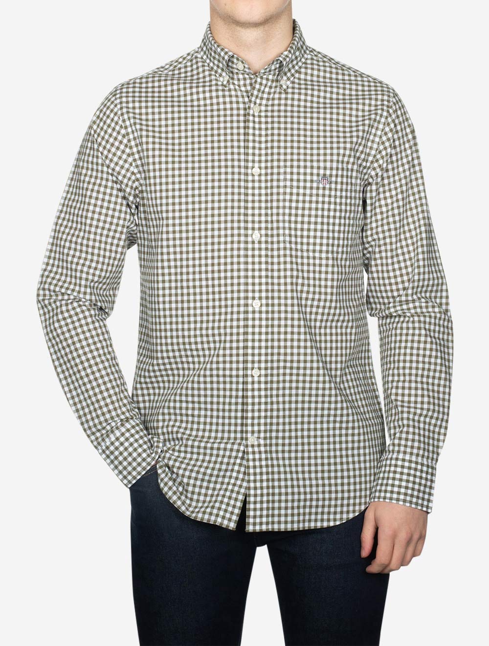 Gant Regular Fit Poplin Gingham Shirt Juniper Green AI1