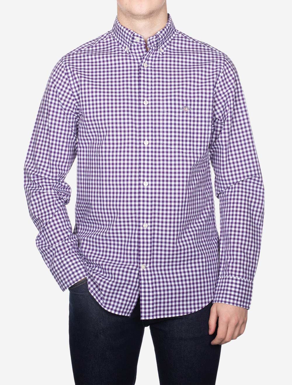 Gant Regular Fit Poplin Gingham Shirt Pansy Purple AI1