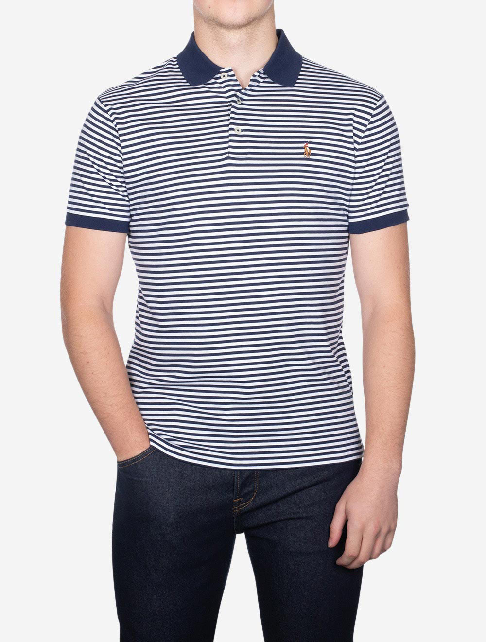 Ralph Lauren Stripe Polo Shirt Cruise Navy AI1