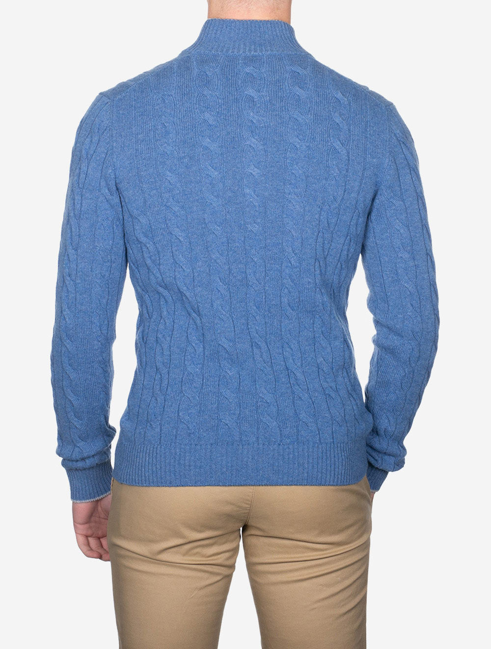 Gran Sasso Mock Cable Knit Button Up Blue AI2