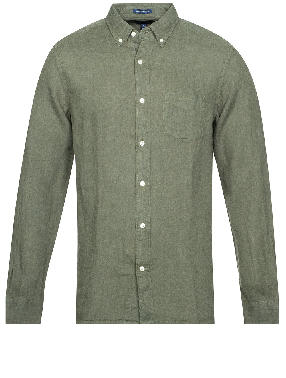 Chemise en lin teint coupe régulière Vert cendré