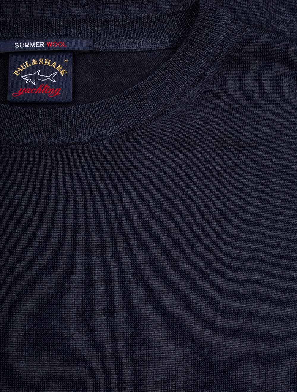 Paul And Shark Summer Wool Crew Neck Navy AI3