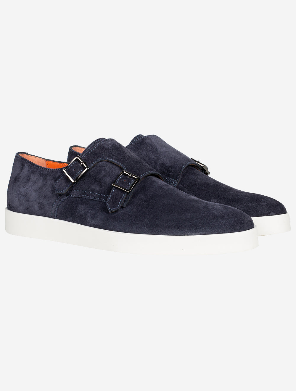 Santoni SANTONI Double Monk Suede Shoe Blue MI