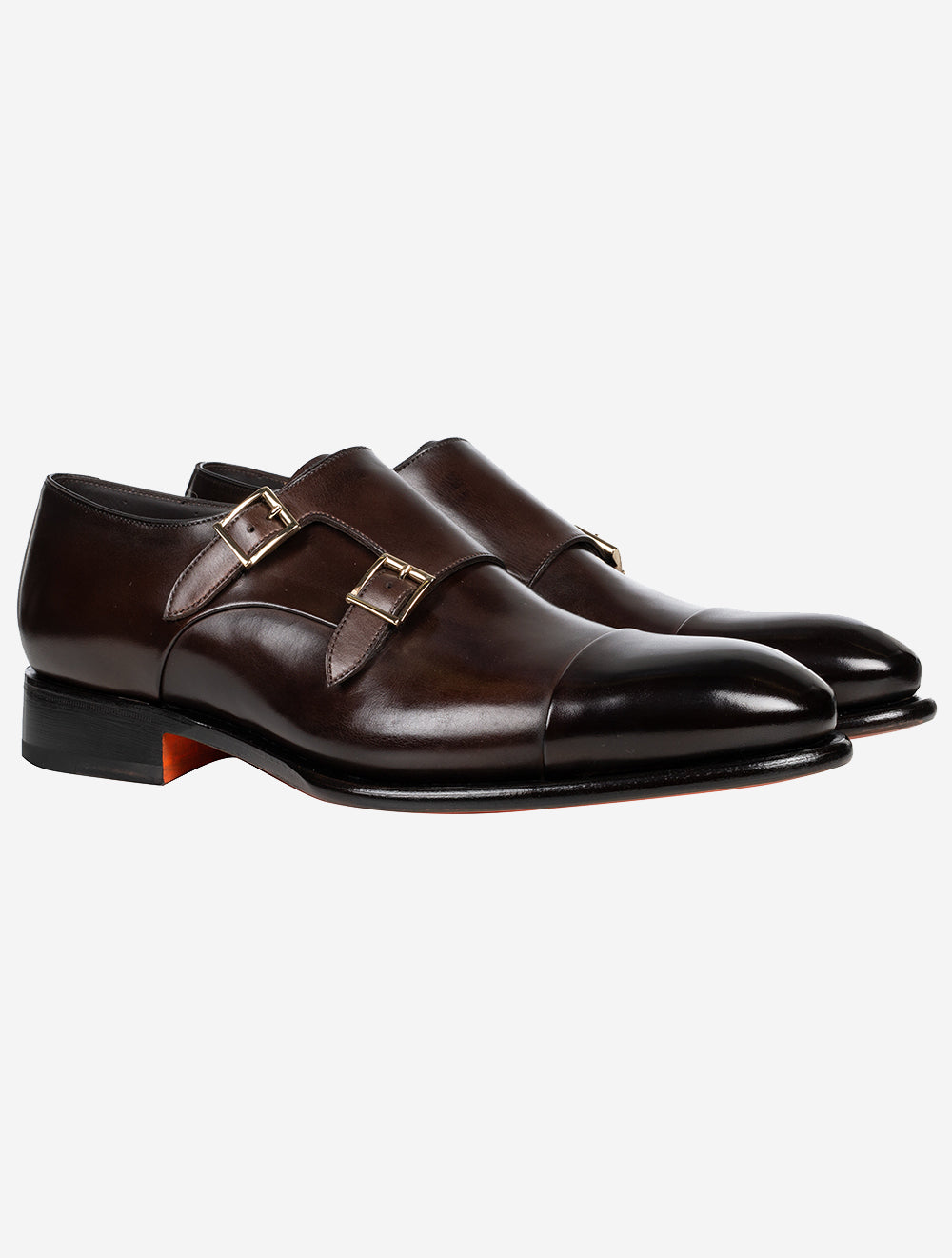 SANTONI Double Monk Shoe Dark Brown