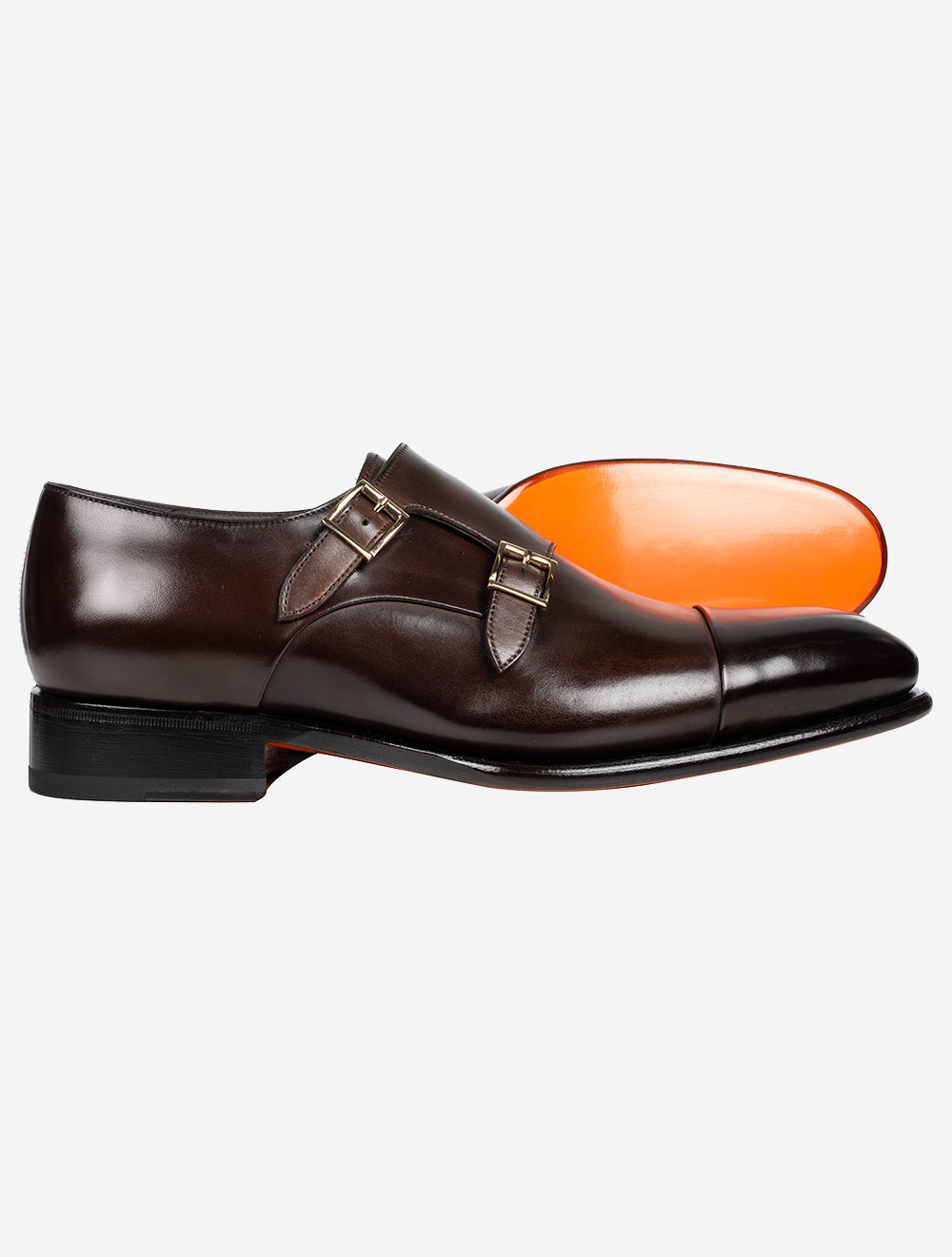 SANTONI Double Monk Shoe Dark Brown