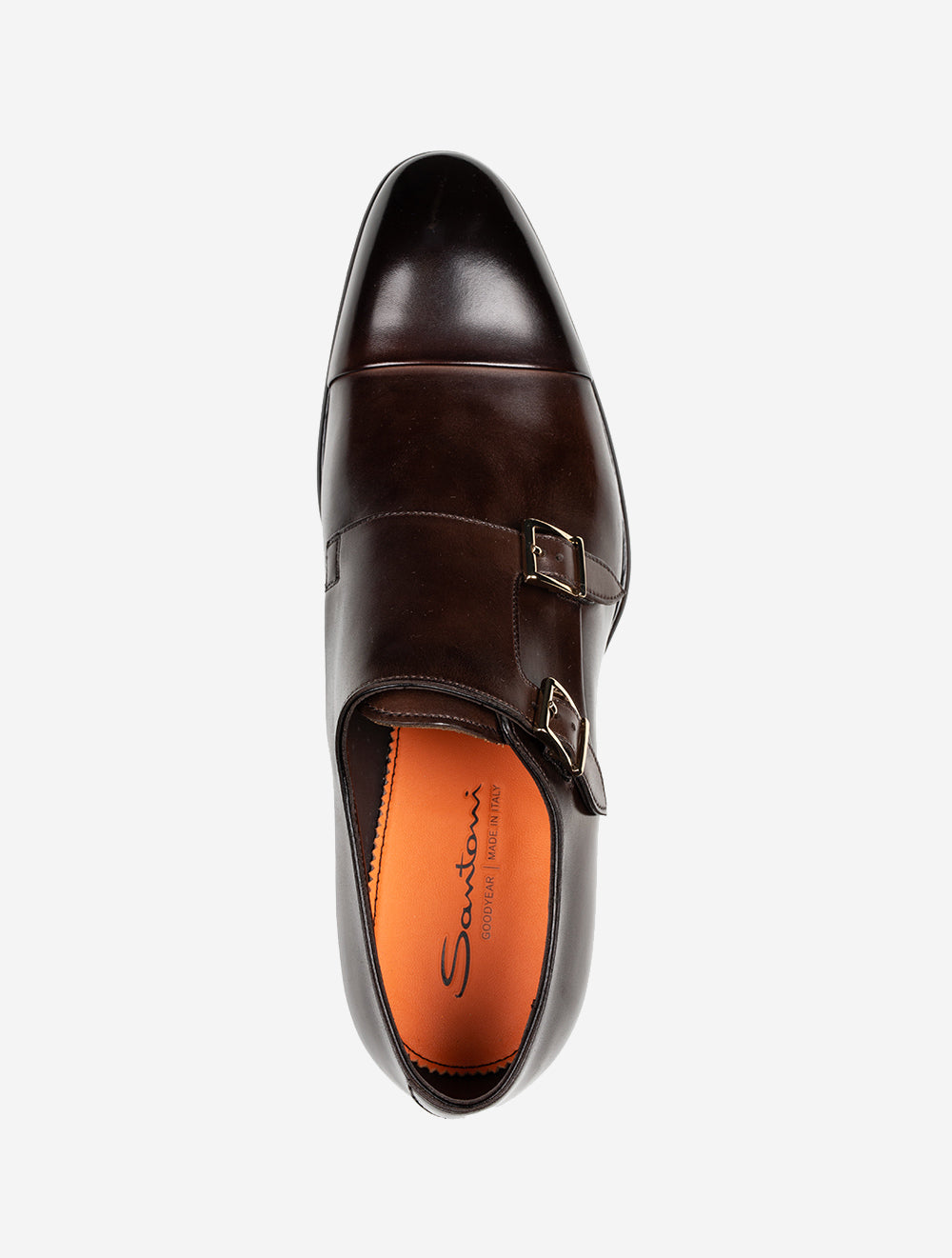 SANTONI Double Monk Shoe Dark Brown