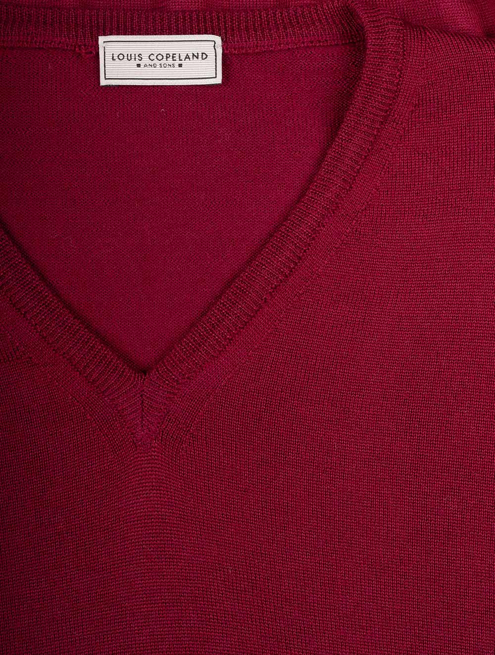 Merino V Neck Red