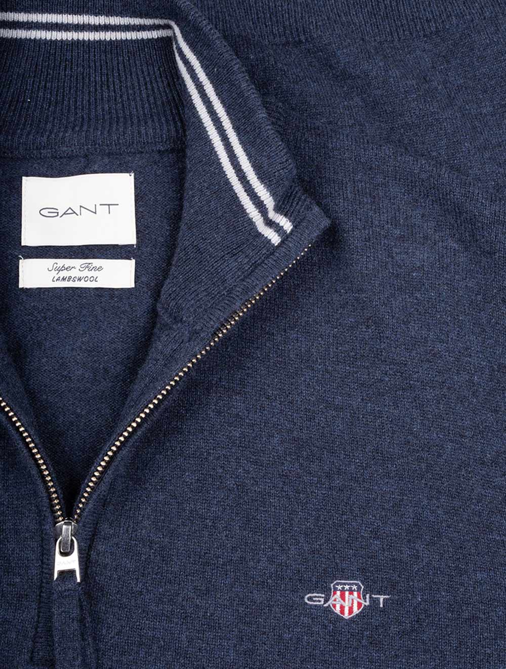 Superfine Lambswool Half Zip Dark Navy Melange