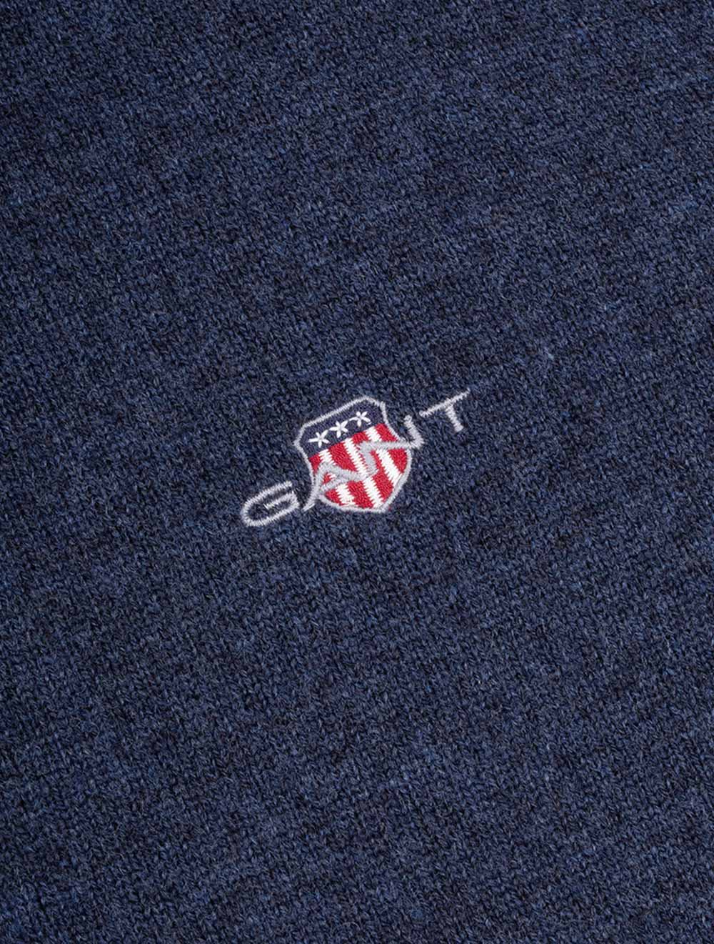 Superfine Lambswool Half Zip Dark Navy Melange