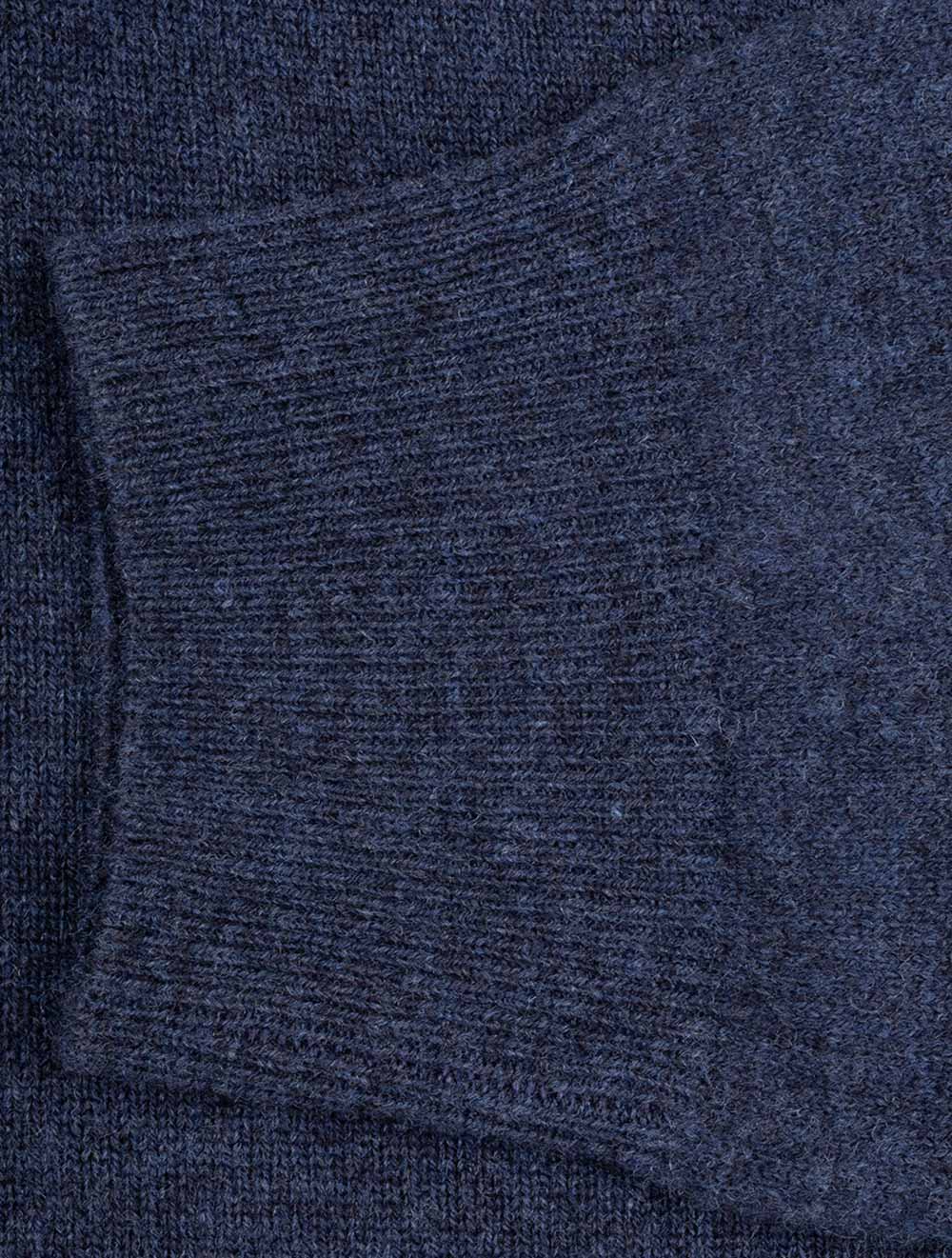 Superfine Lambswool Half Zip Dark Navy Melange