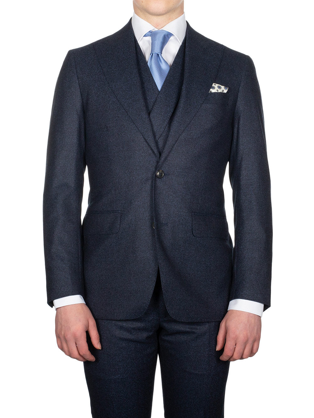 Louis Copeland Brushed Wool 3 Piece Suit Navy AI1