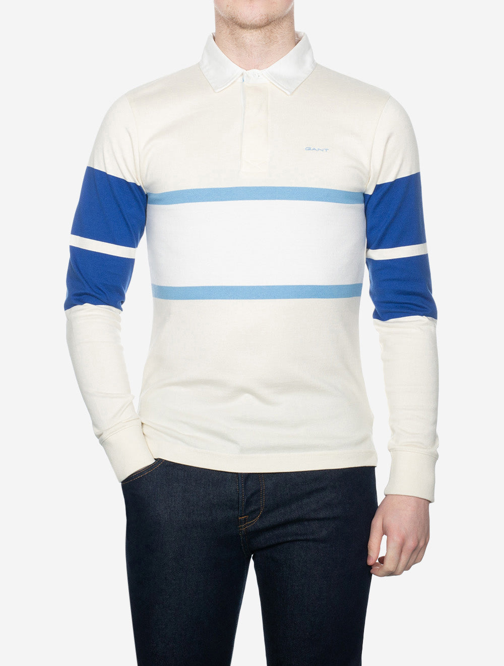 Gant Colour Blocked Long Sleeve Rugger Cream AI1