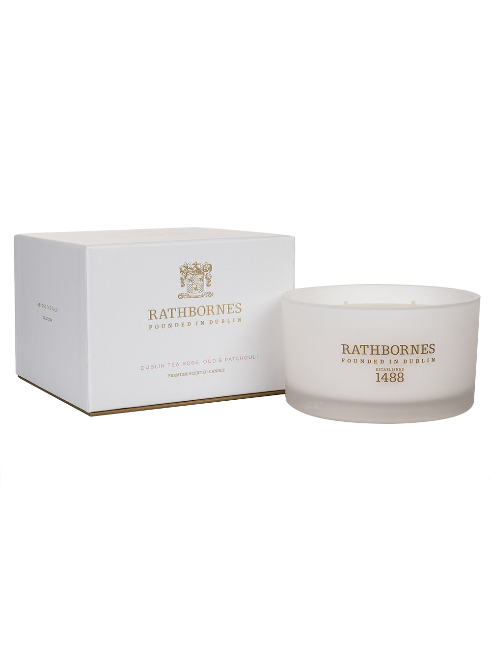 RATHBORNES Dublin Luxuskerze mit Teerose, Oud und Patchouli