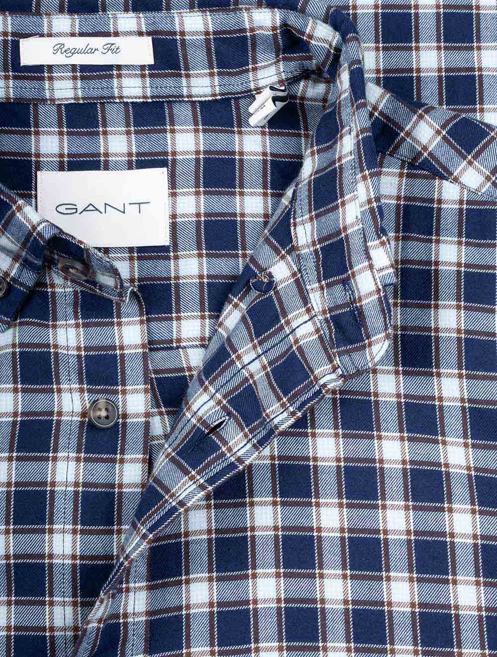 Gant Regular Micro Tartan Flannel Shirt Classic Blue AI3