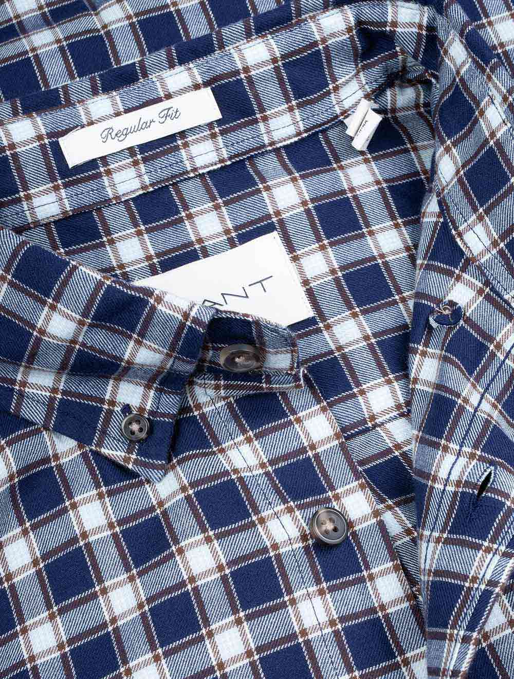 Gant Regular Micro Tartan Flannel Shirt Classic Blue AI4