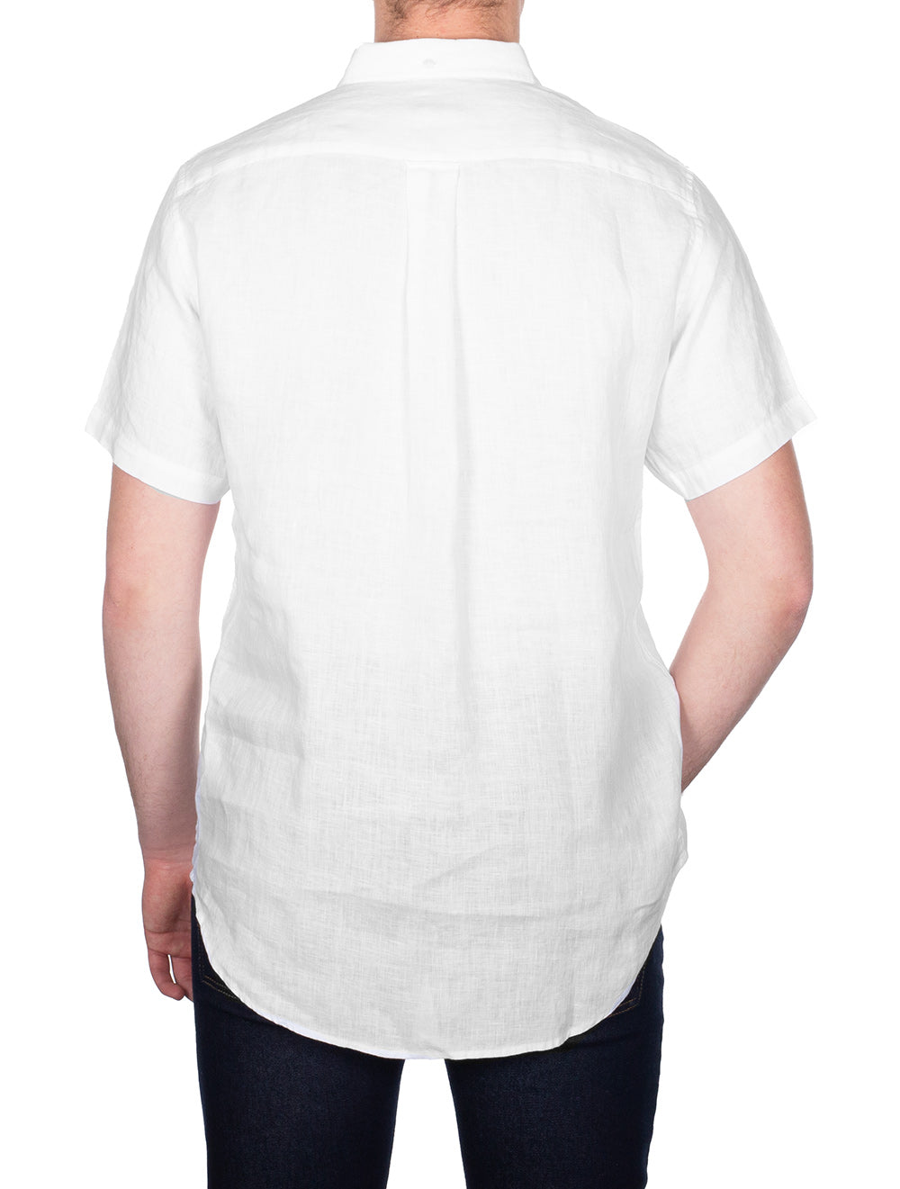 Gant Regular Linen Short Sleeve Shirt White AI2