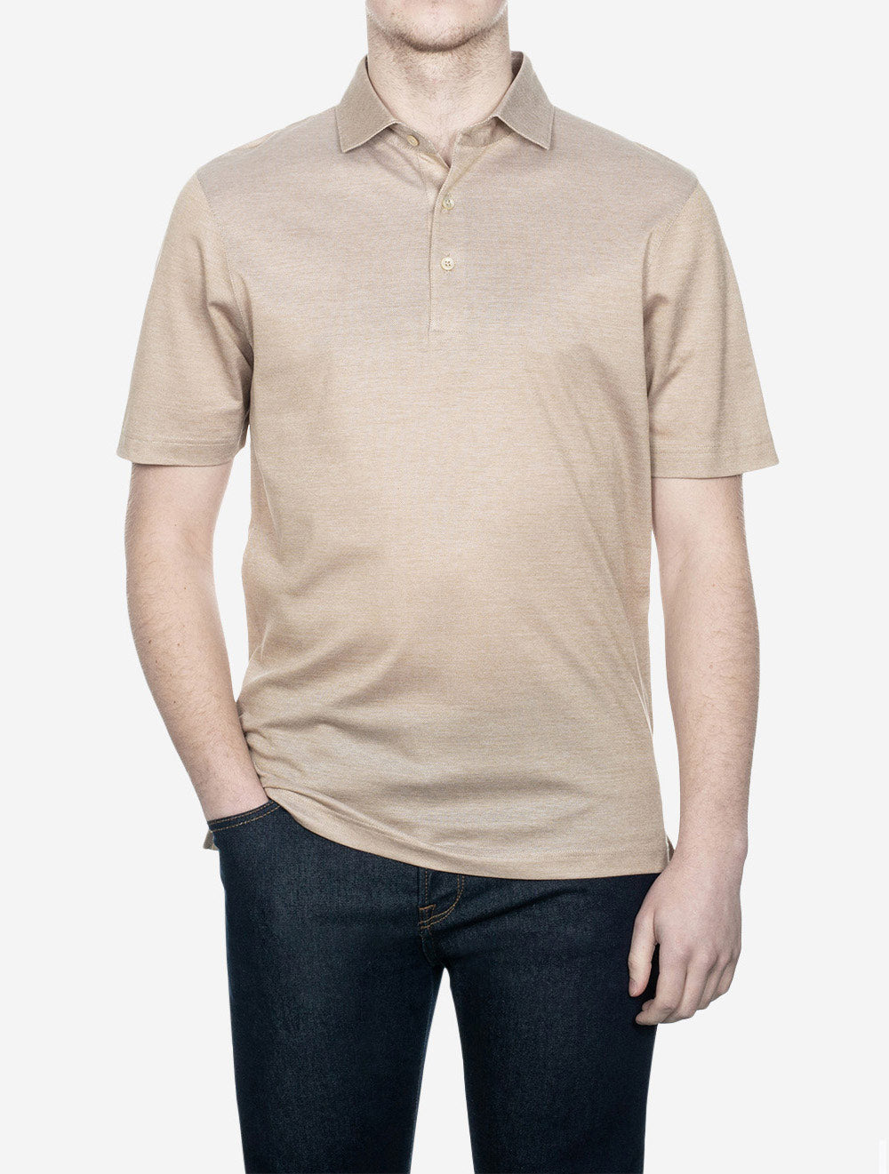 Gran Sasso 3 button Polo Shirt Beige AI1