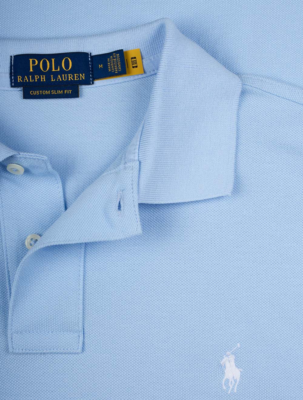 Custom Slim Fit Mesh Polo Shirt Blue