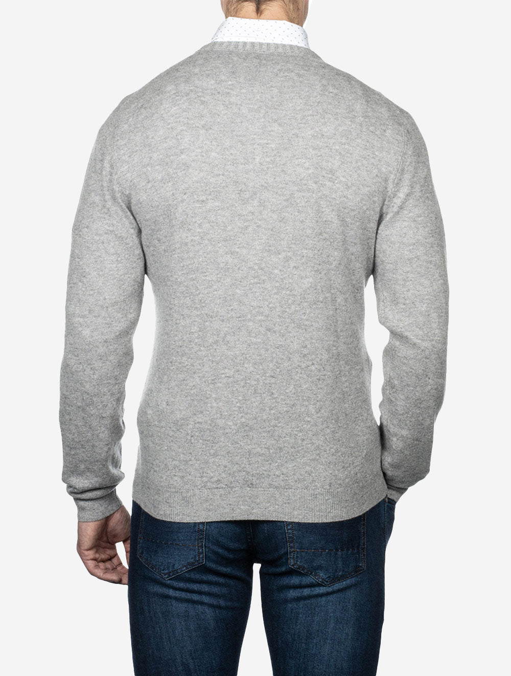 Grey Crew Neck Cashmere Slim Fit Jumper