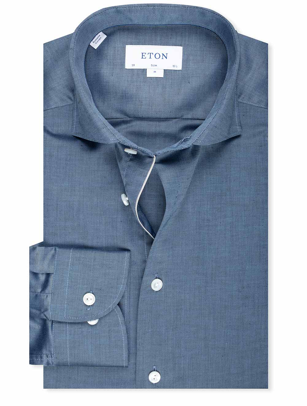 Eton Slim Fit Cotton Linen Shirt Petrol MI