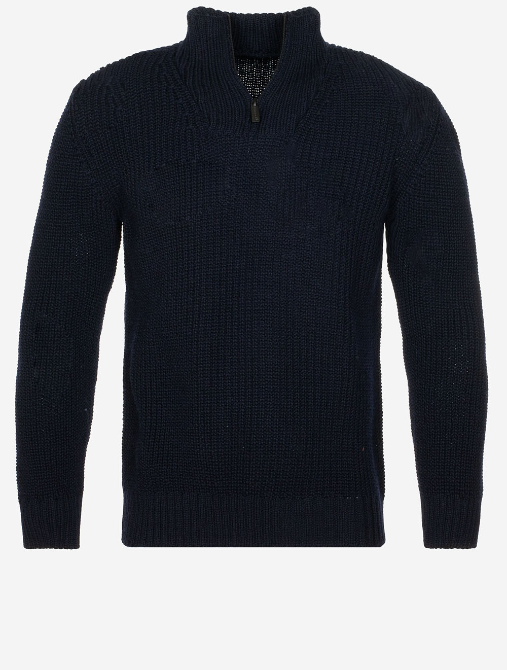 Reefer Ribbed Zip Neck Sweater Navy