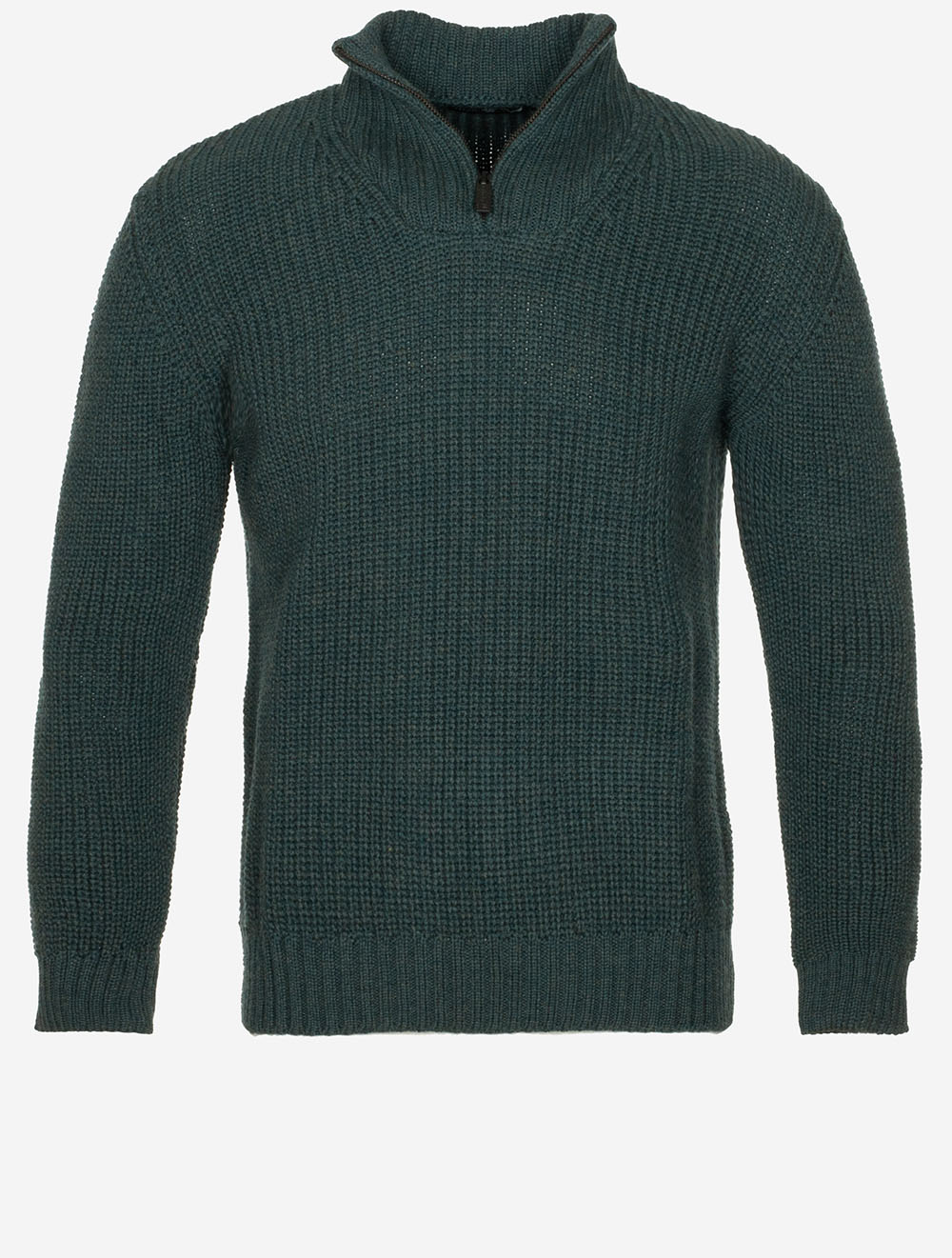 Reefer Ribbed Zip Neck Sweater Green