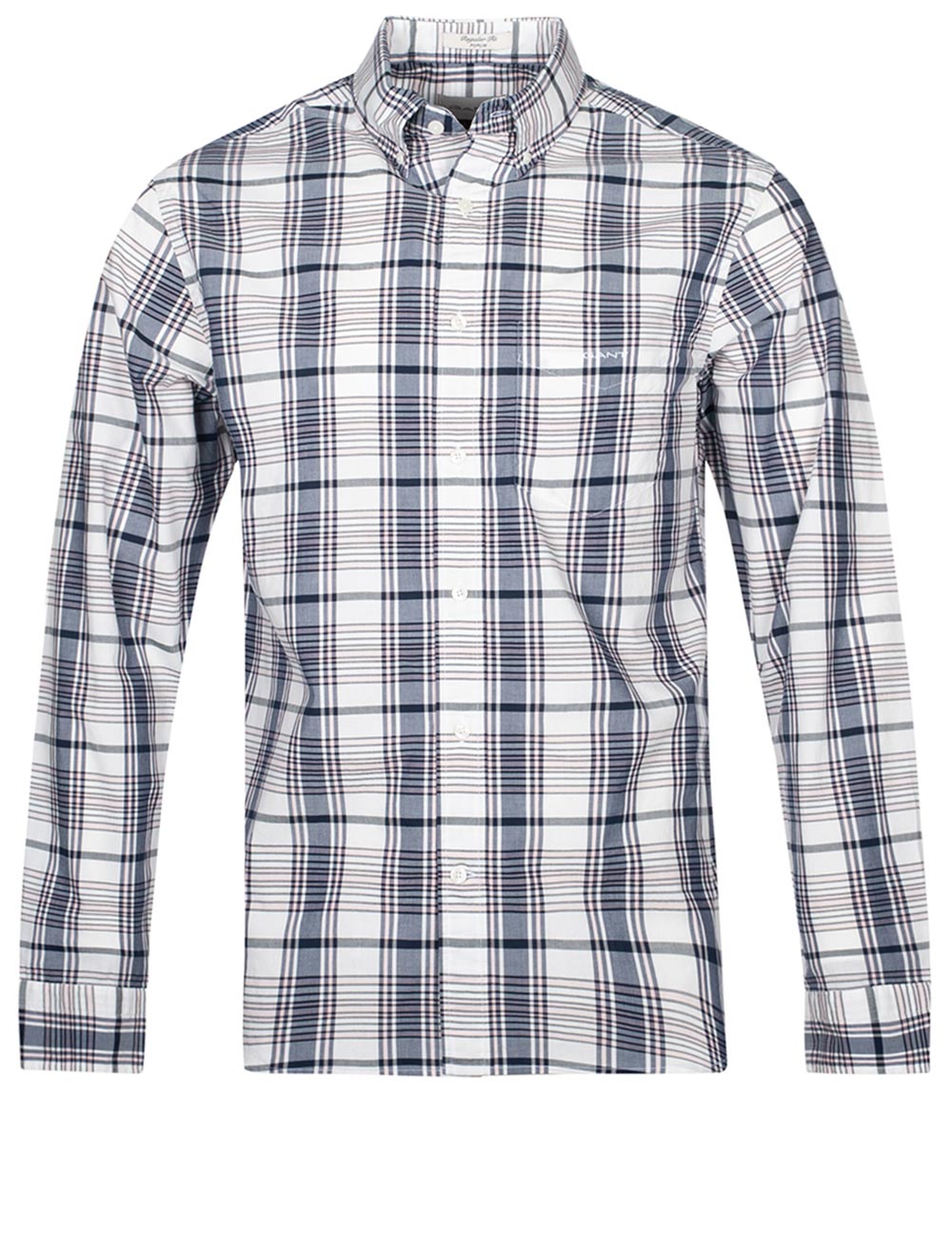 Regular Popeline Check Buttondown Eierschalenfarben