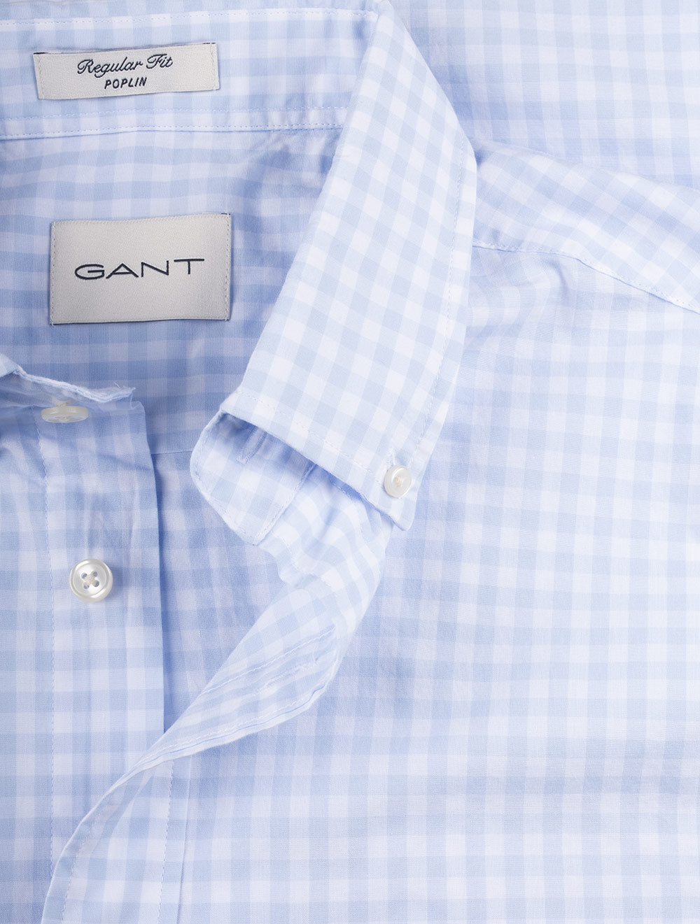 Gant Regular Fit Poplin Gingham Shirt Light Blue AI3