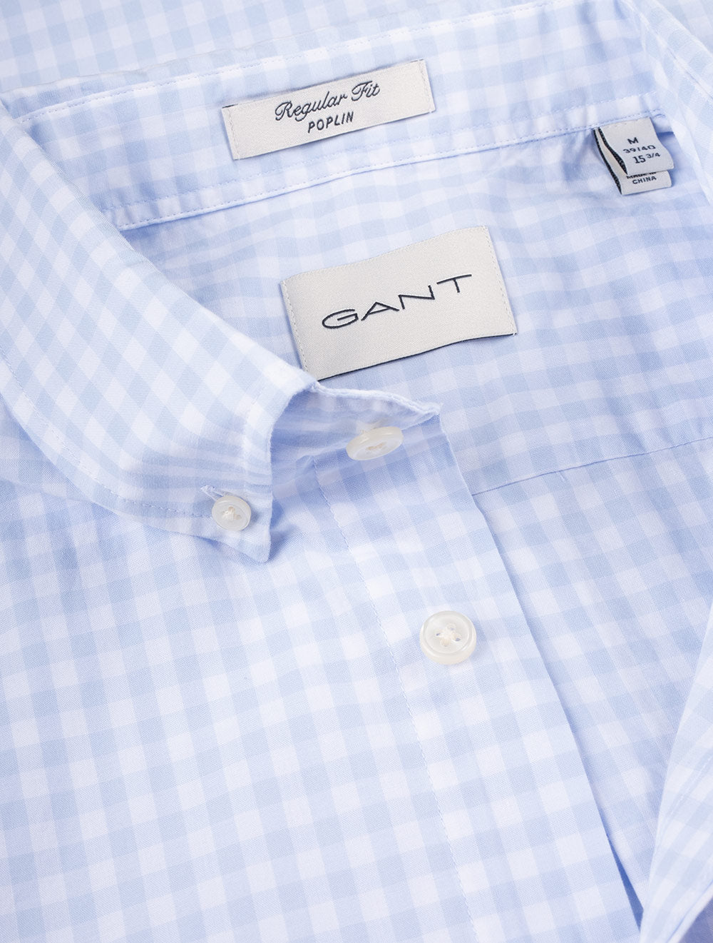 Gant Regular Fit Poplin Gingham Shirt Light Blue AI5