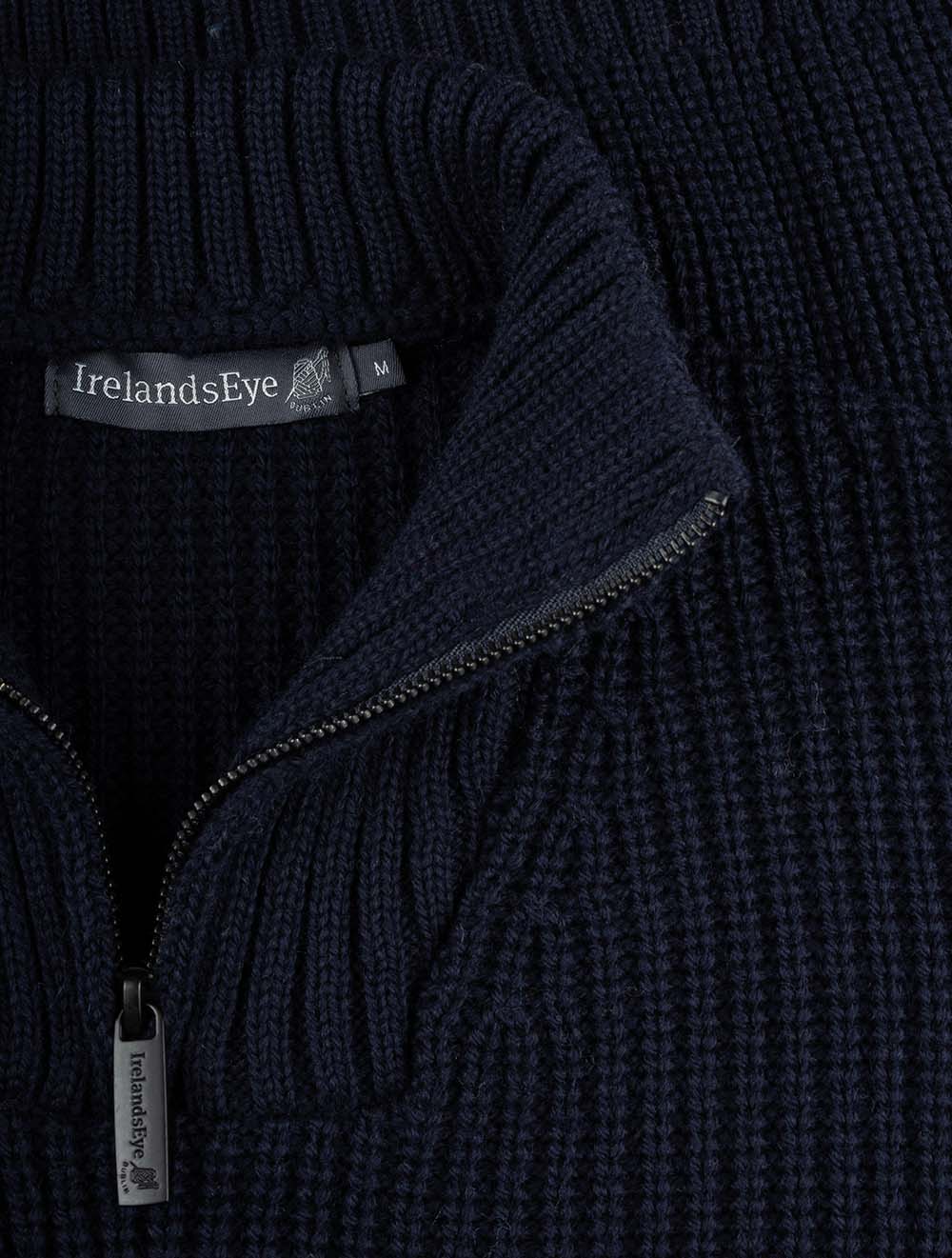 Reefer Ribbed Zip Neck Sweater Navy