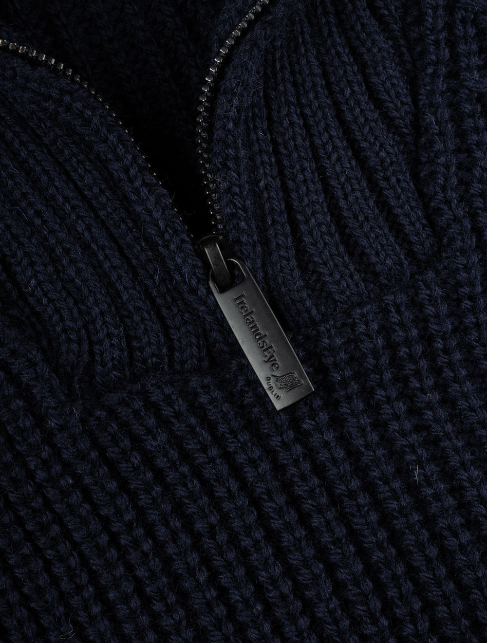 Reefer Ribbed Zip Neck Sweater Navy