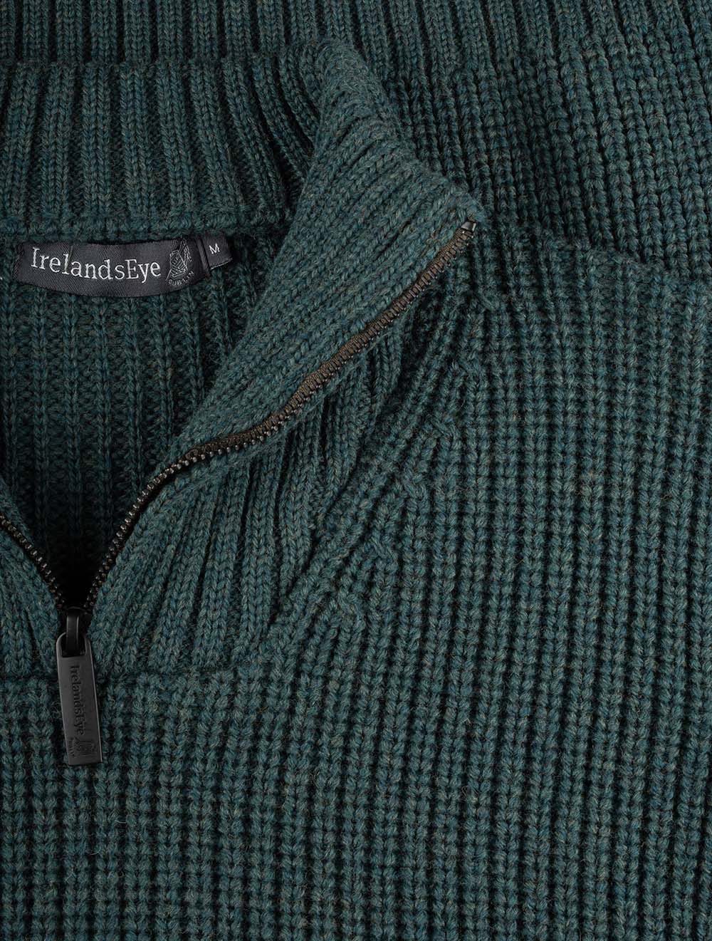 Reefer Ribbed Zip Neck Sweater Green