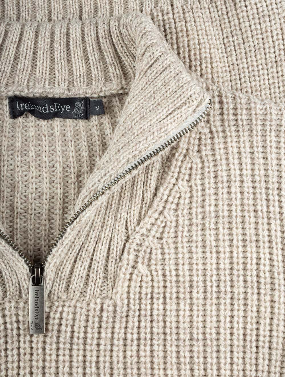 Reefer Ribbed Zip Neck Sweater Stone