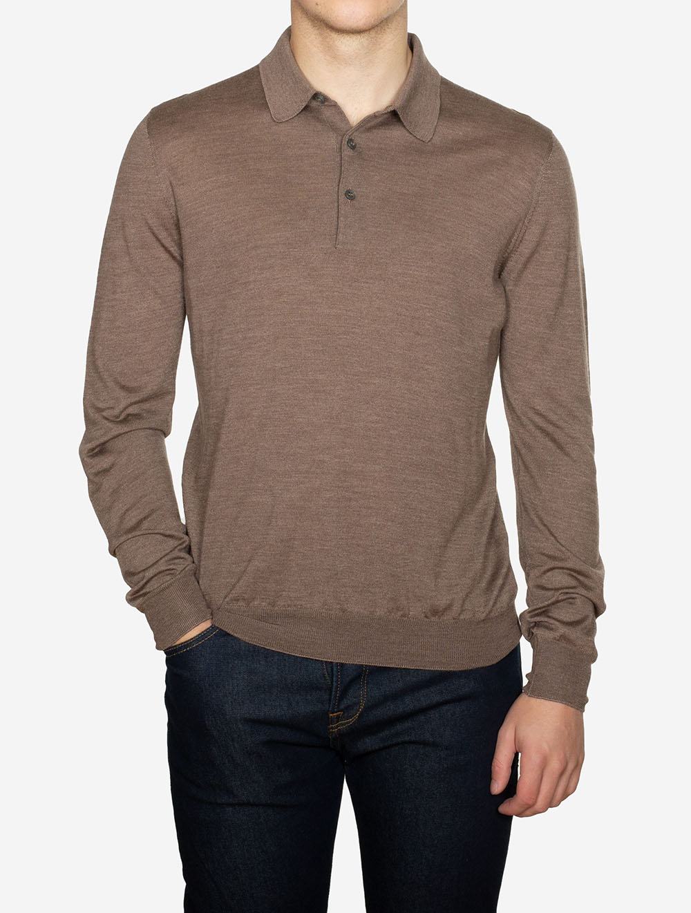 Tennis Long Sleeve Polo Taupe