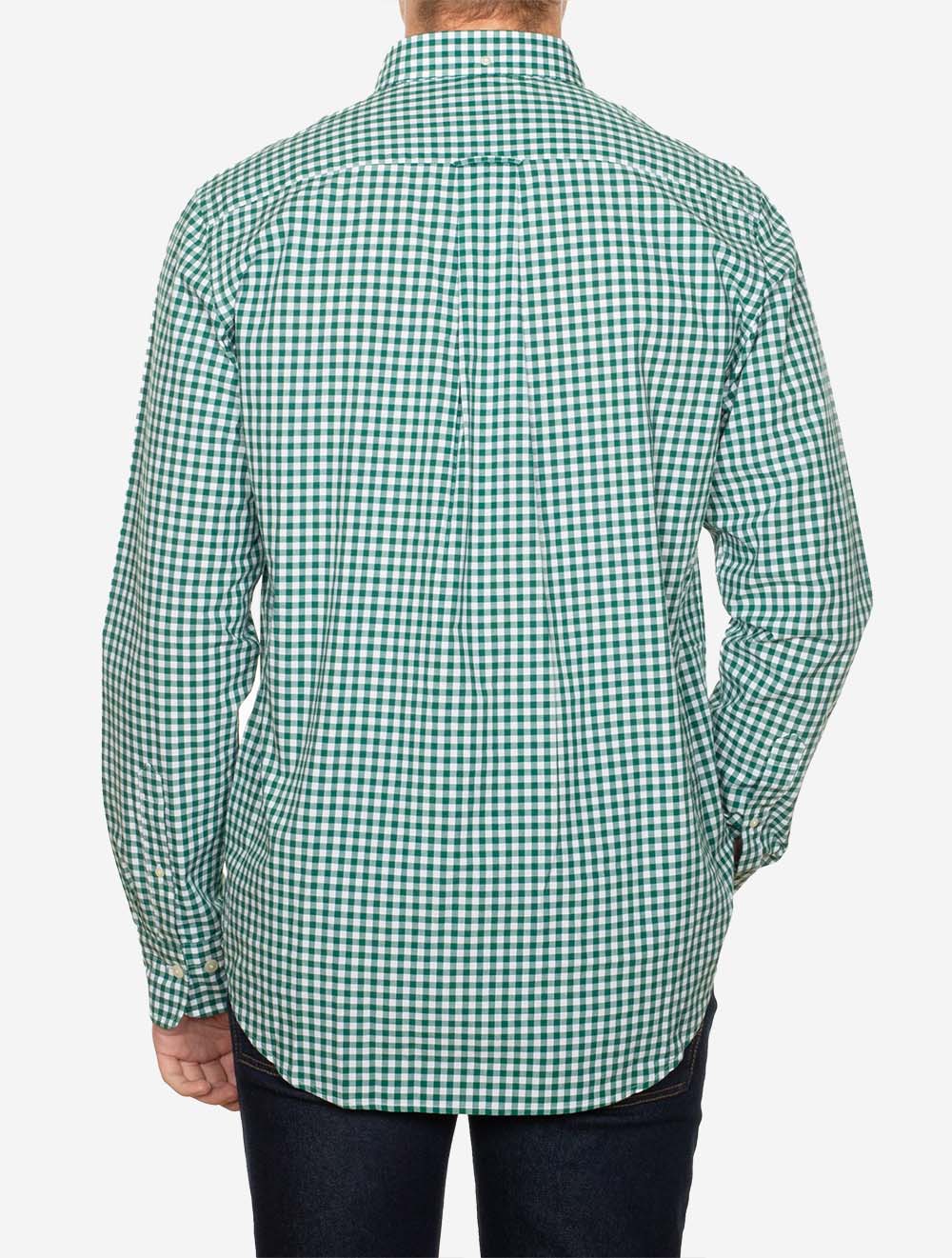 Regular Fit Poplin Gingham Shirt Deep Forest Green