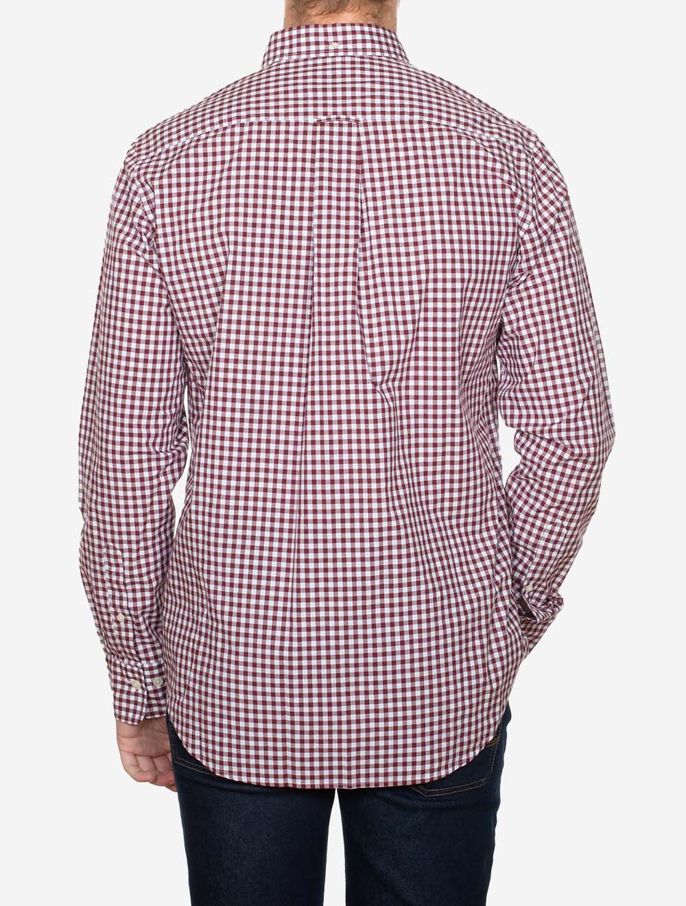 Regular Fit Poplin Gingham Shirt Wine Red